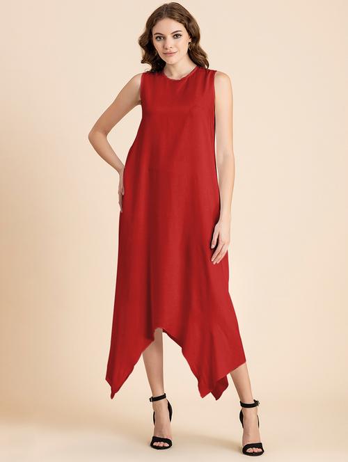 red solid asymmetric dress - 20473261 -  Standard Image - 0