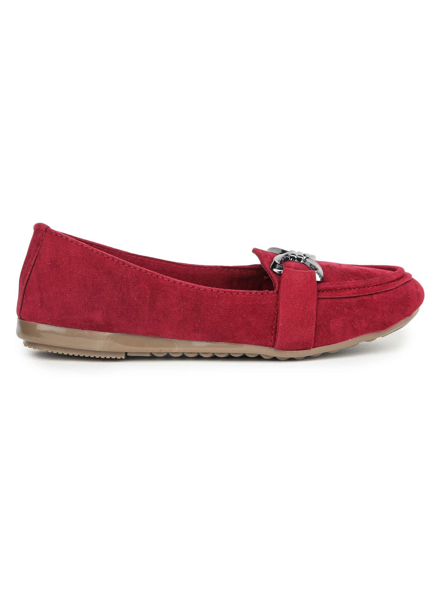 women solid maroon slip on ballerina - 20473974 -  Standard Image - 2