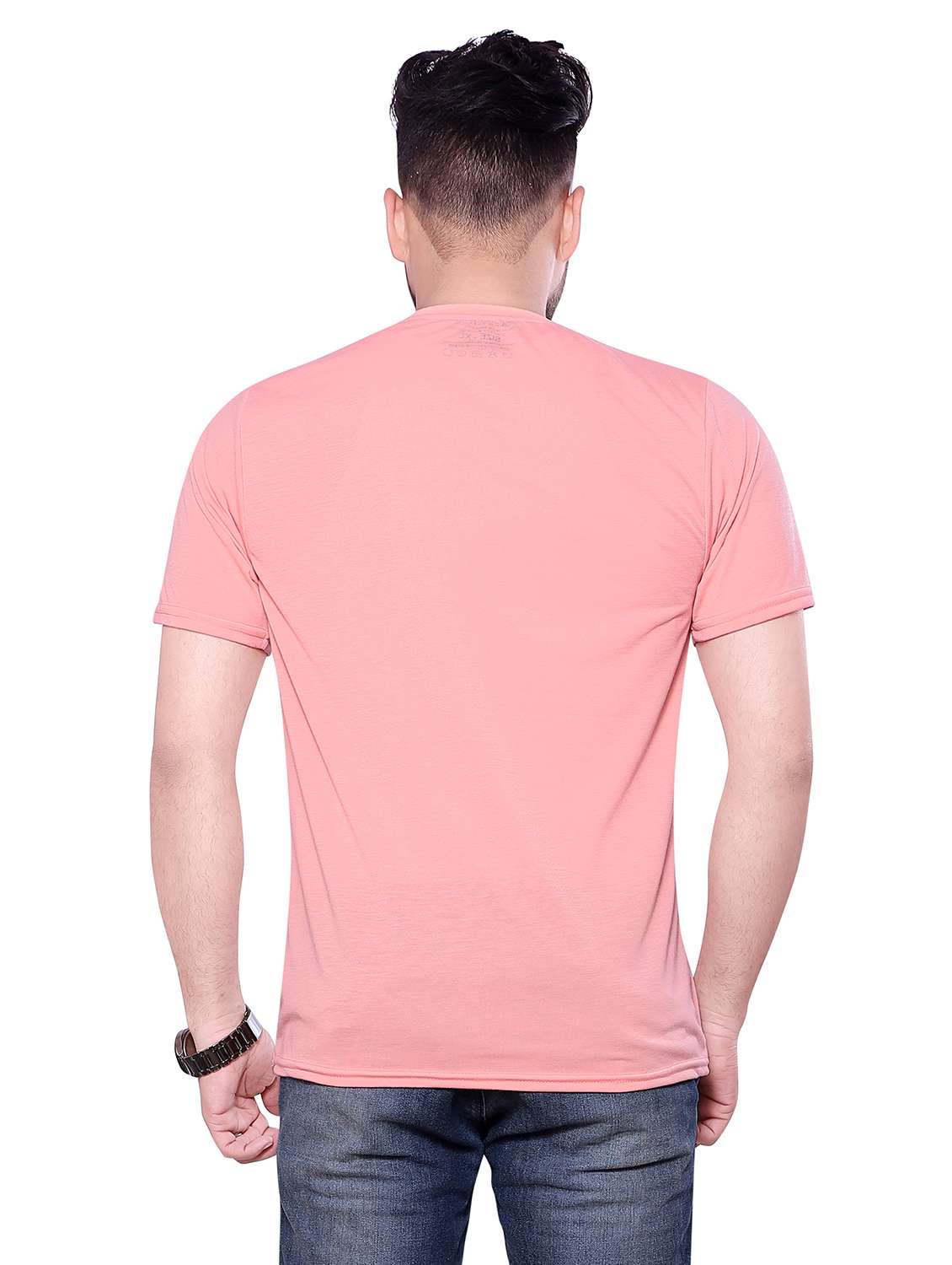 men peach cotton regular t-shirt - 20474104 - Standard Image - 2