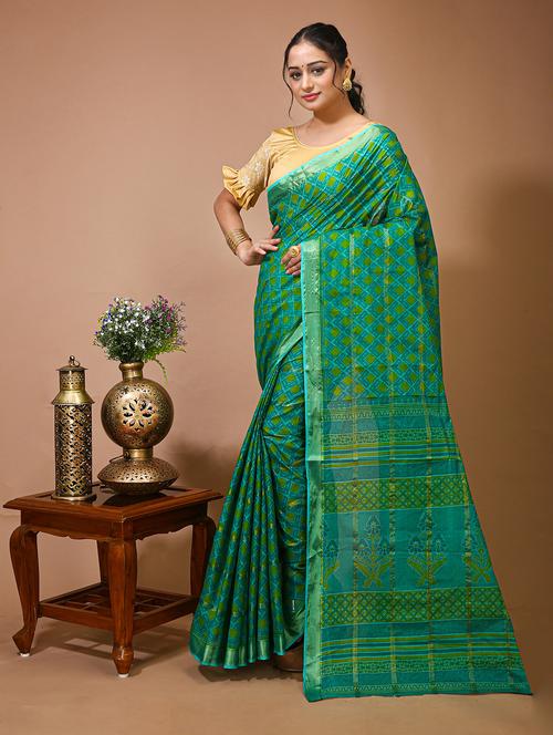 women's printed sea green colored saree - 20474311 - Standard Image - 0