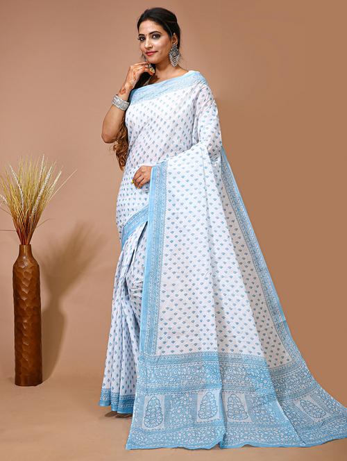 women's floral white colored saree - 20474314 -  Standard Image - 0