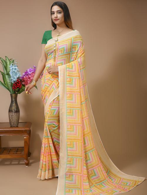 women's printed multi colored saree with blouse - 20474345 - Standard Image - 0