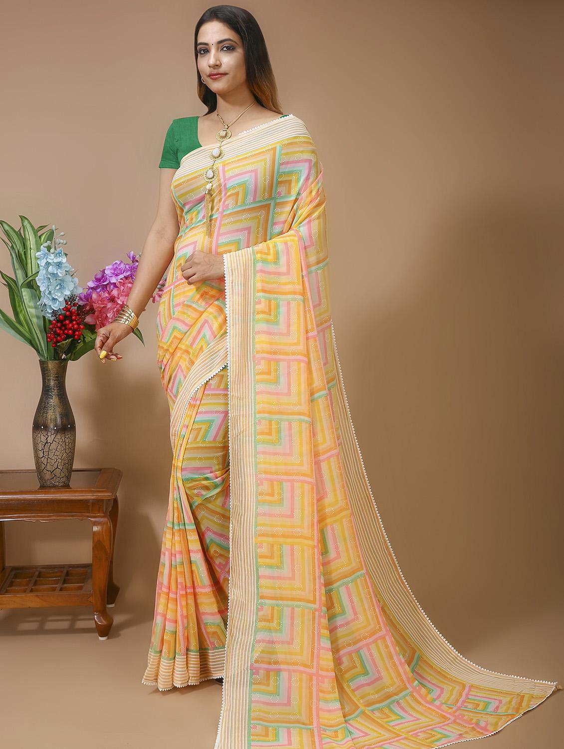 women's printed multi colored saree with blouse - 20474345 - Zoom Image - 0