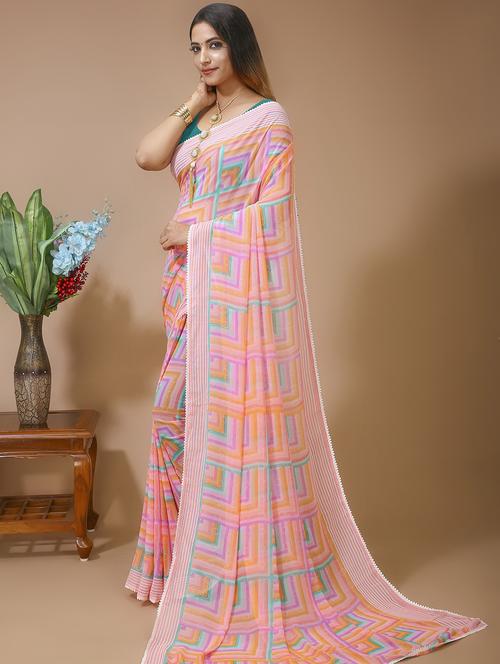 women's printed multi colored saree with blouse - 20474346 - Standard Image - 0