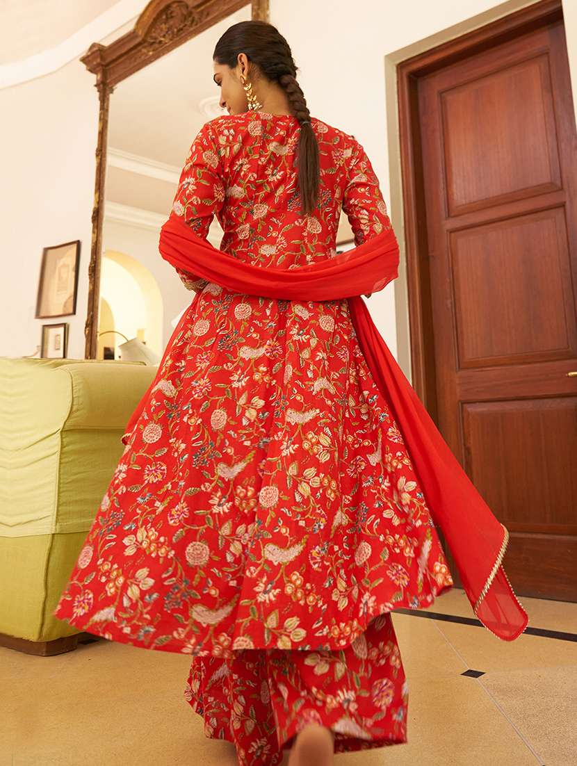women three quarter sleeve kurta palazzo with dupatta set - 20474374 - Standard Image - 2