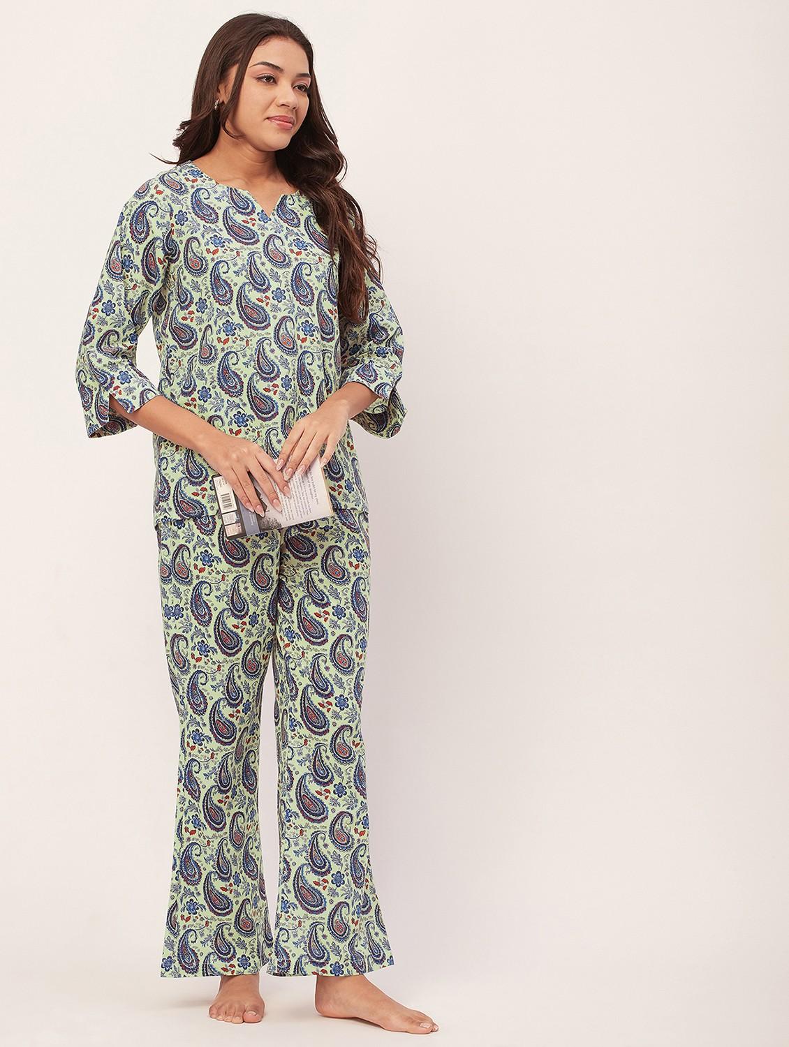 neo mint paisley pyjama nightwear set - 20475907 - Standard Image - 2