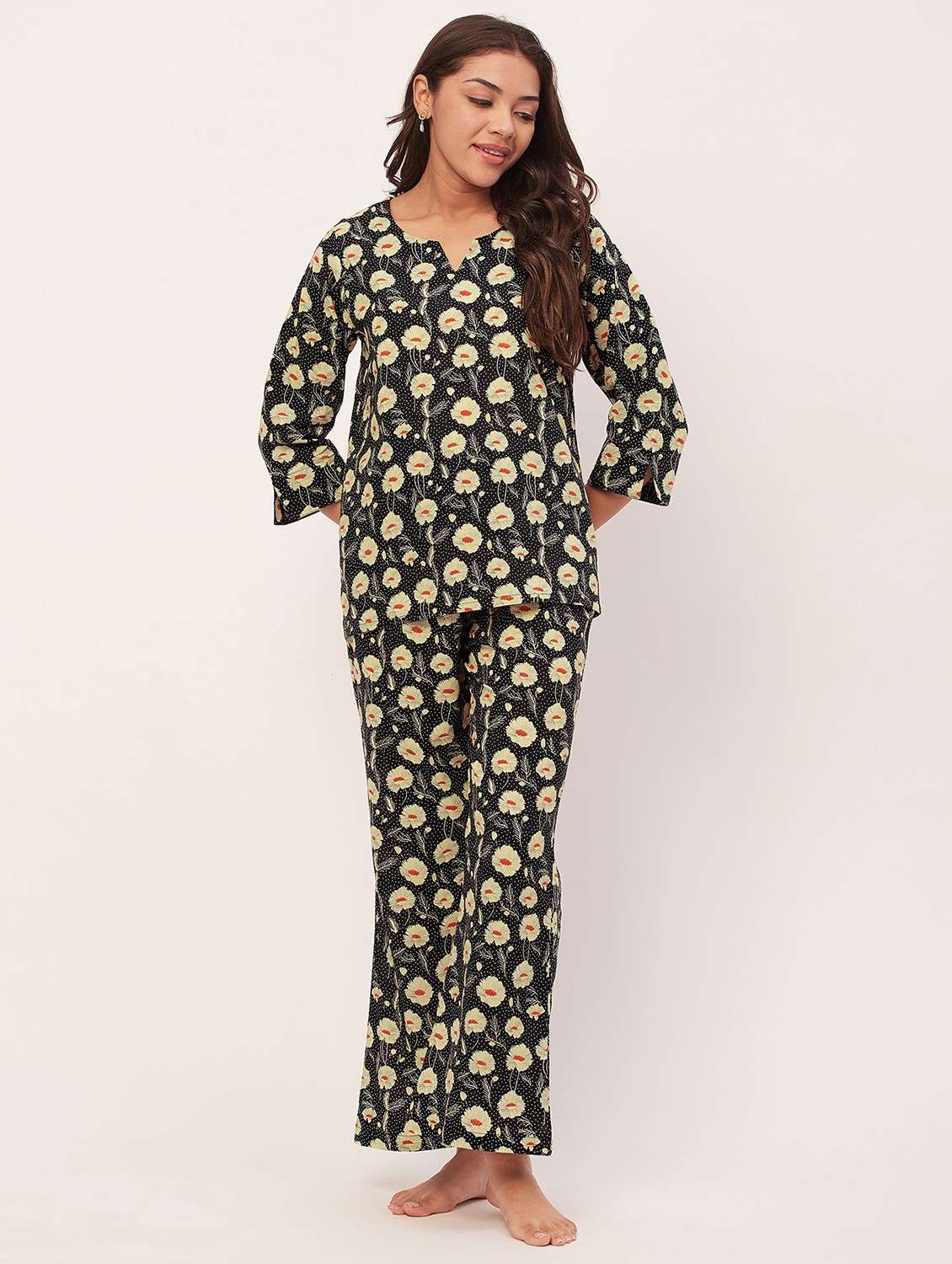 black floral pyjama nightwear set