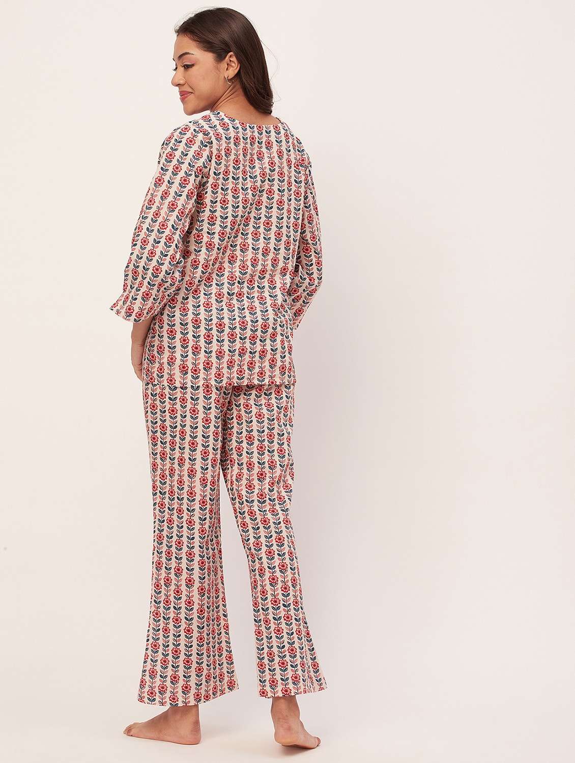 cream floral pyjama nightwear set - 20475912 -  Standard Image - 2