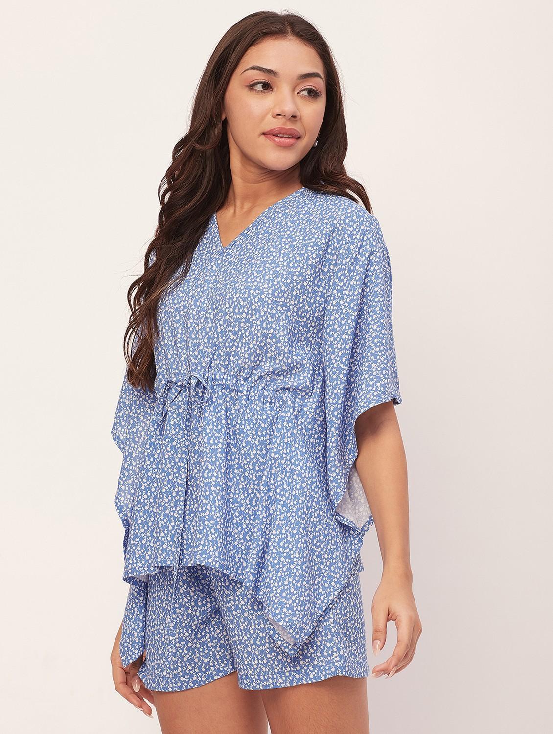 purist blue floral shorts nightwear set - 20475929 - Standard Image - 2