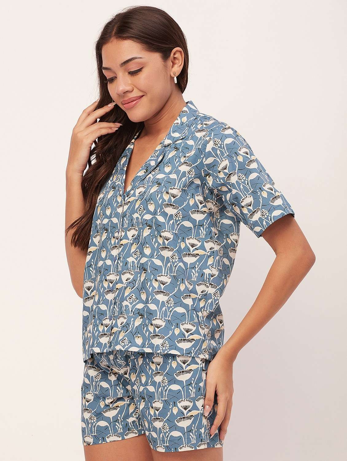 purist blue printed shorts nightwear set - 20475935 -  Standard Image - 2
