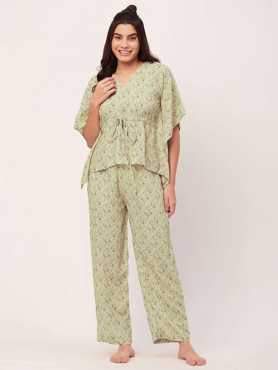 neo mint floral print pyjama nightwear set