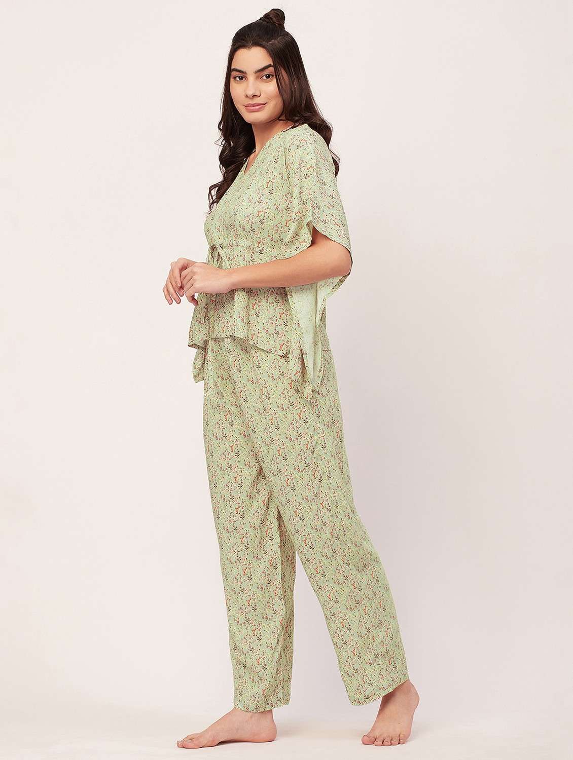 neo mint floral print pyjama nightwear set - 20475939 - Standard Image - 2