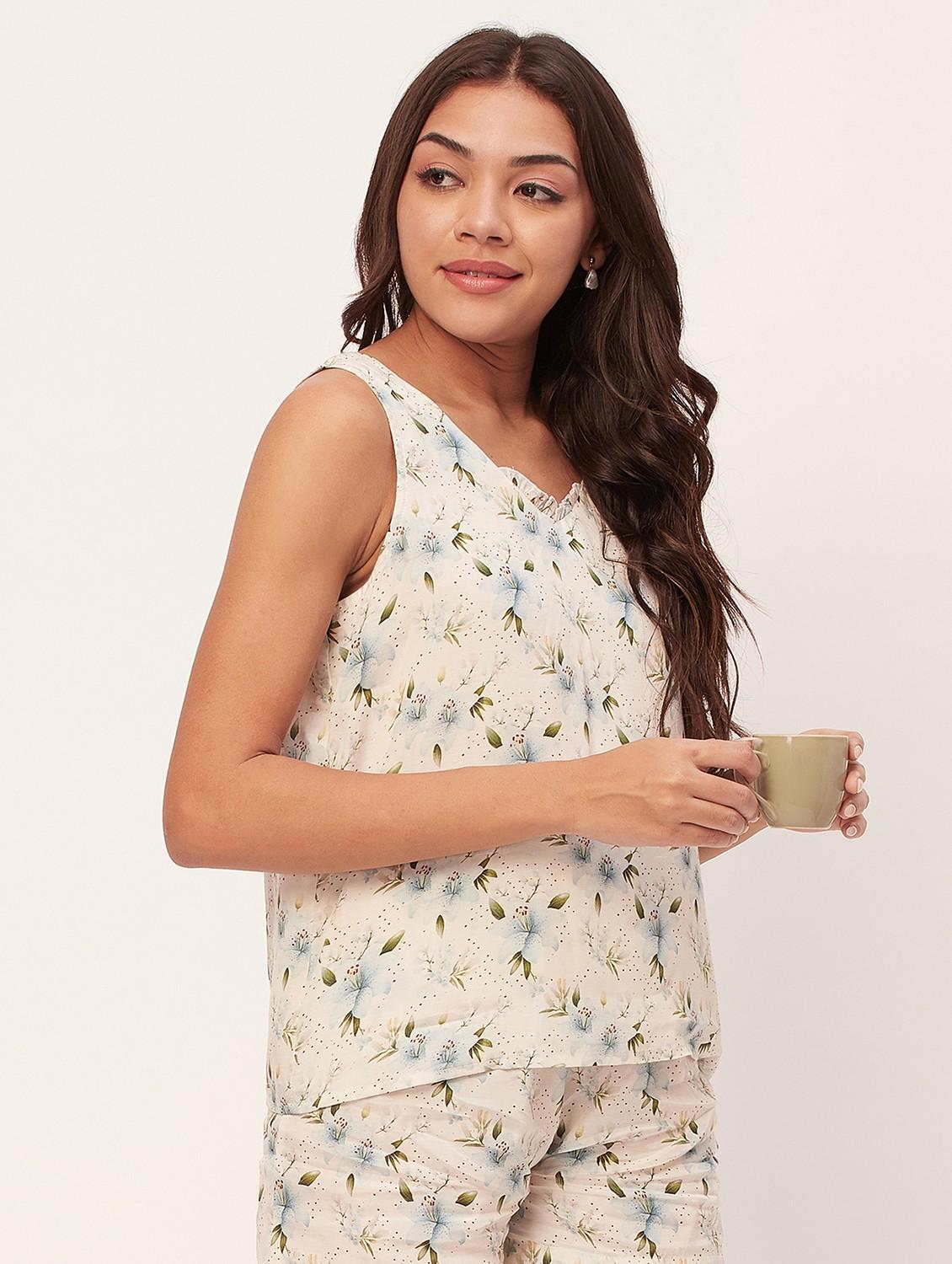 optic white floral shorts nightwear set - 20475957 - Standard Image - 2