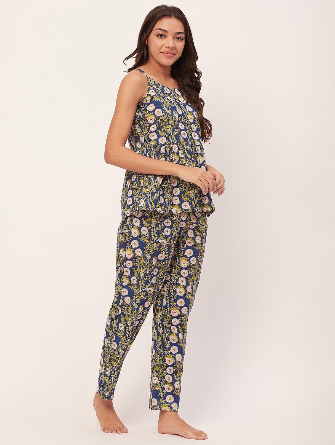 blue floral pyjama nightwear set - 20475961 - Standard Image - 2