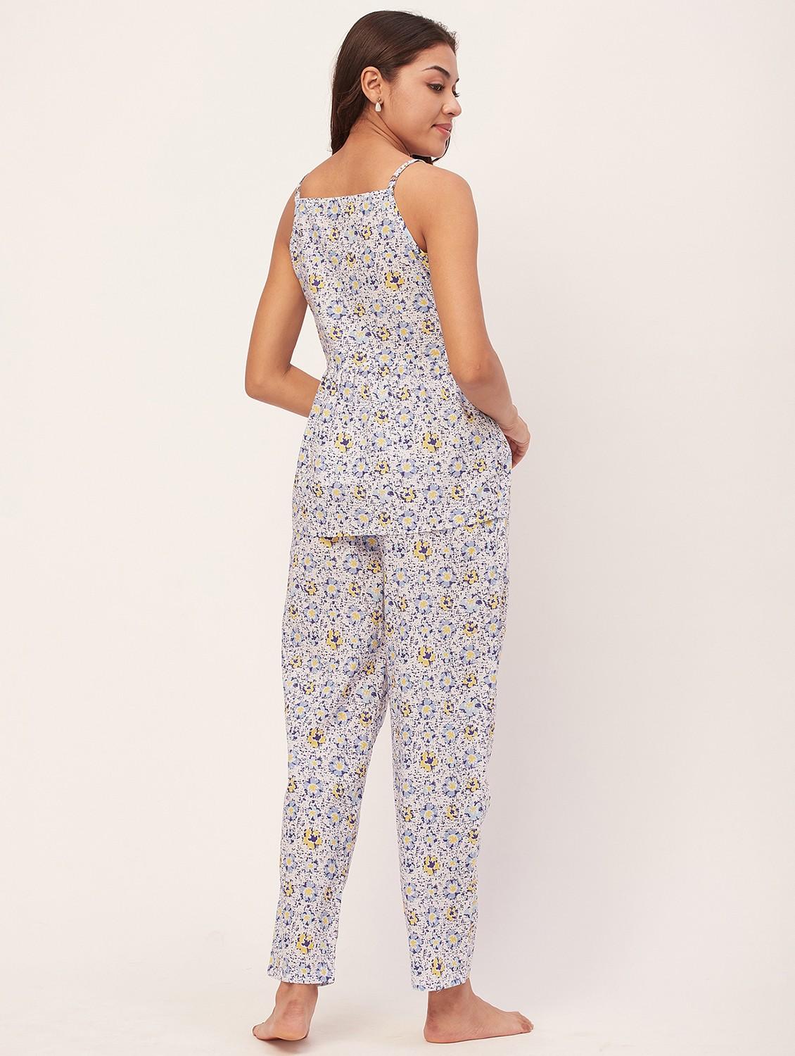 off white printed pyjama nightwear set - 20476097 - Standard Image - 2