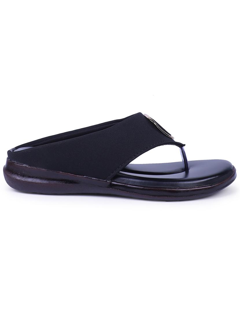 women black open thong flats - 20476198 - Standard Image - 2