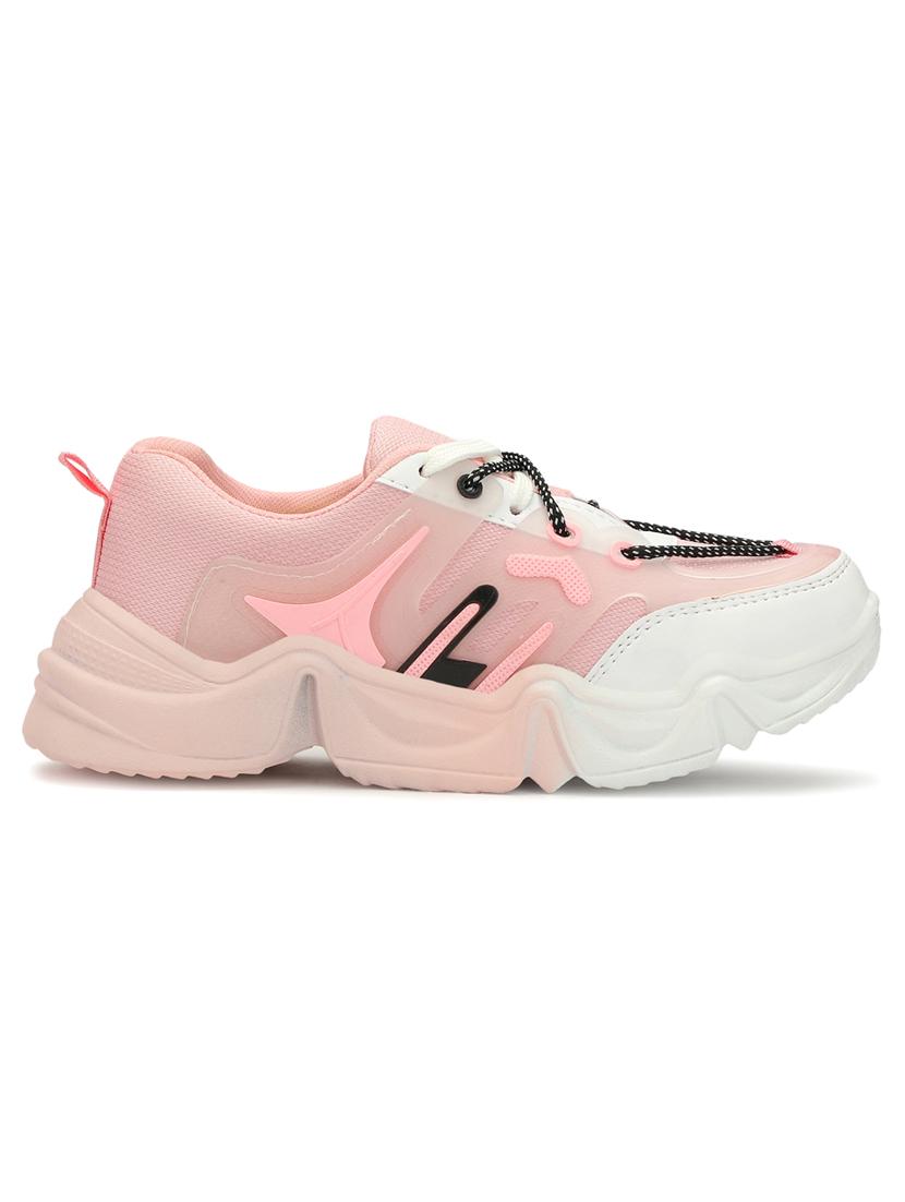 women color block pink lace-up sneaker - 20476380 - Standard Image - 2