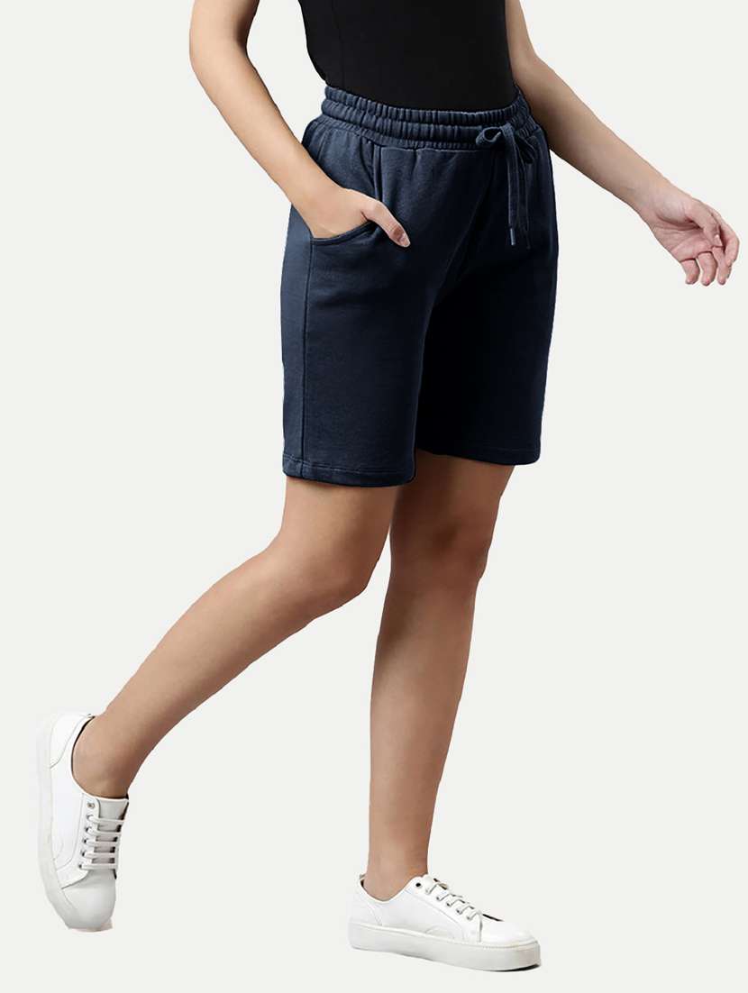 women dark blue cotton blend regular short - 20477838 -  Standard Image - 2
