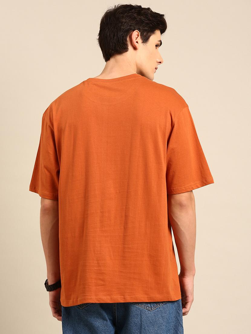 orange crew neck chest print t-shirt - 20477849 - Standard Image - 2