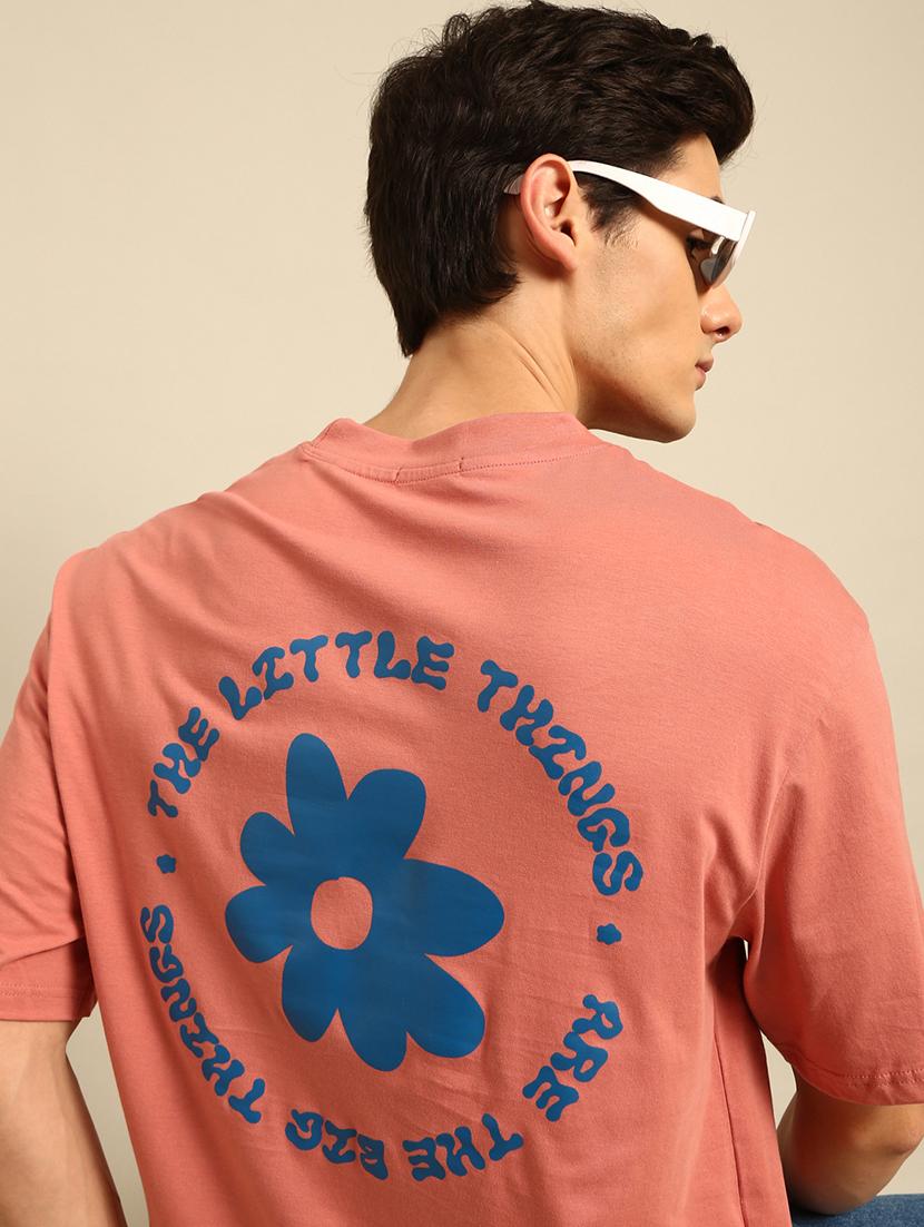 peach crew neck back print t-shirt - 20477888 - Standard Image - 2