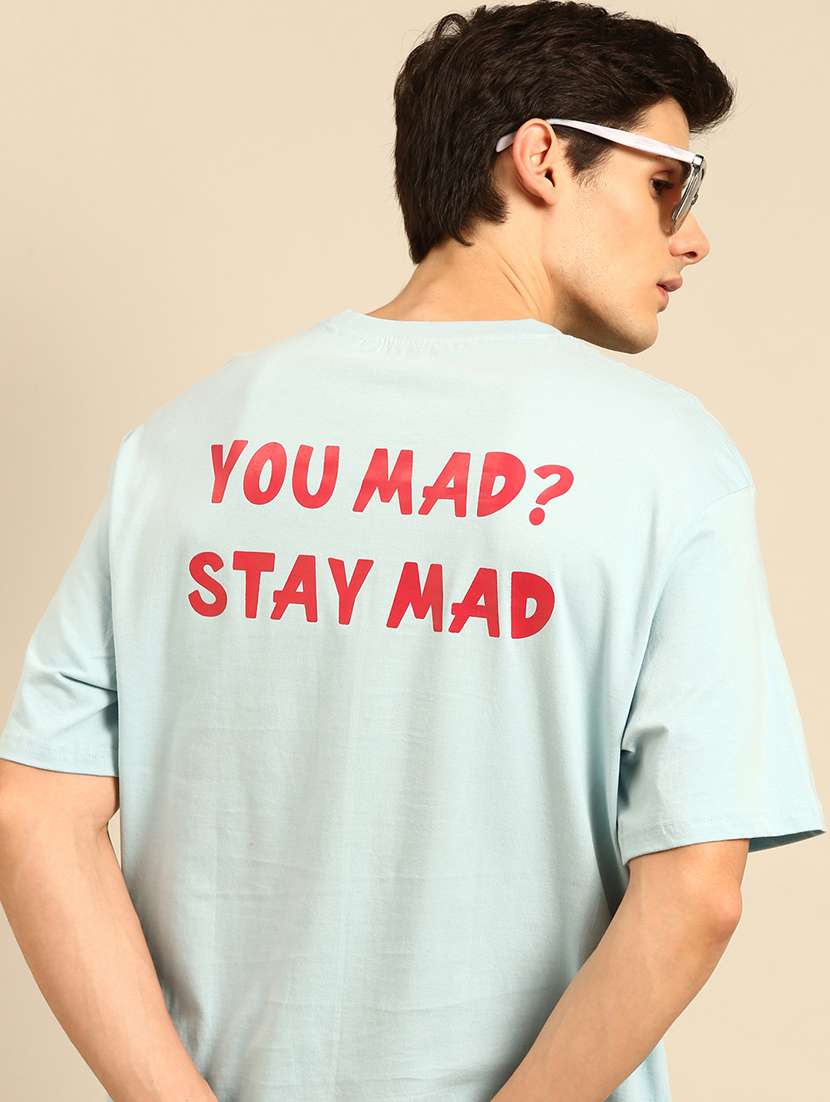 light blue crew neck back print t-shirt - 20477895 -  Standard Image - 2