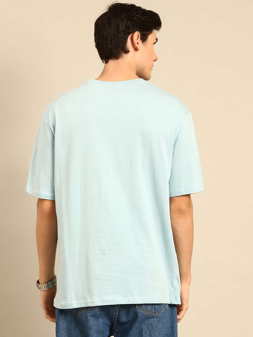light blue crew neck typographic t-shirt - 20477898 -  Standard Image - 2