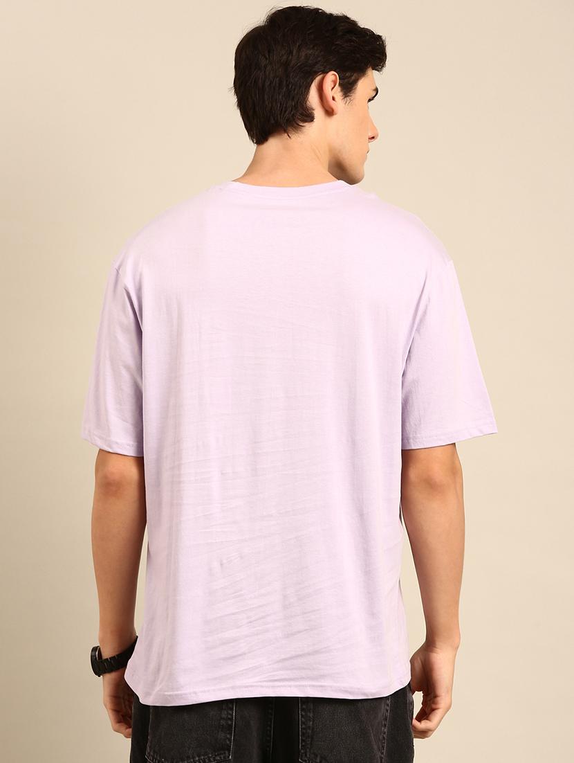 lavender crew neck chest print t-shirt - 20477901 - Standard Image - 2