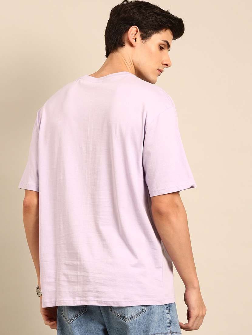 lavender crew neck chest print t-shirt - 20477906 -  Standard Image - 2