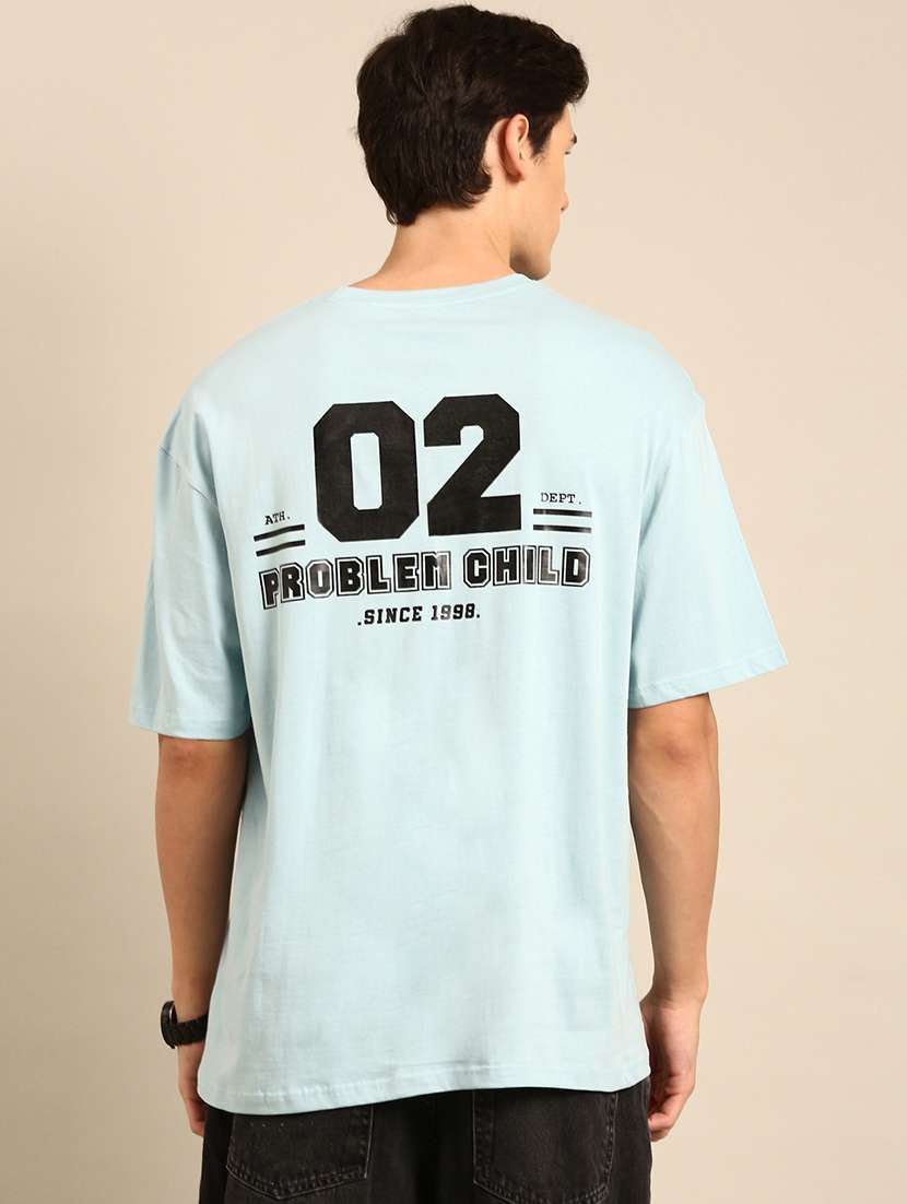 llight blue crew neck back print t-shirt - 20477910 -  Standard Image - 2