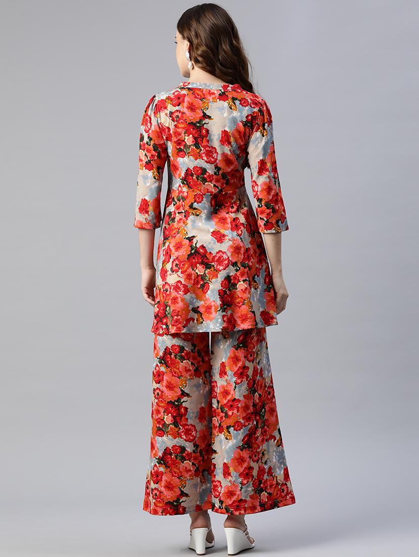women multi color crepe top and trouser co-ord set - 20477946 - Standard Image - 2