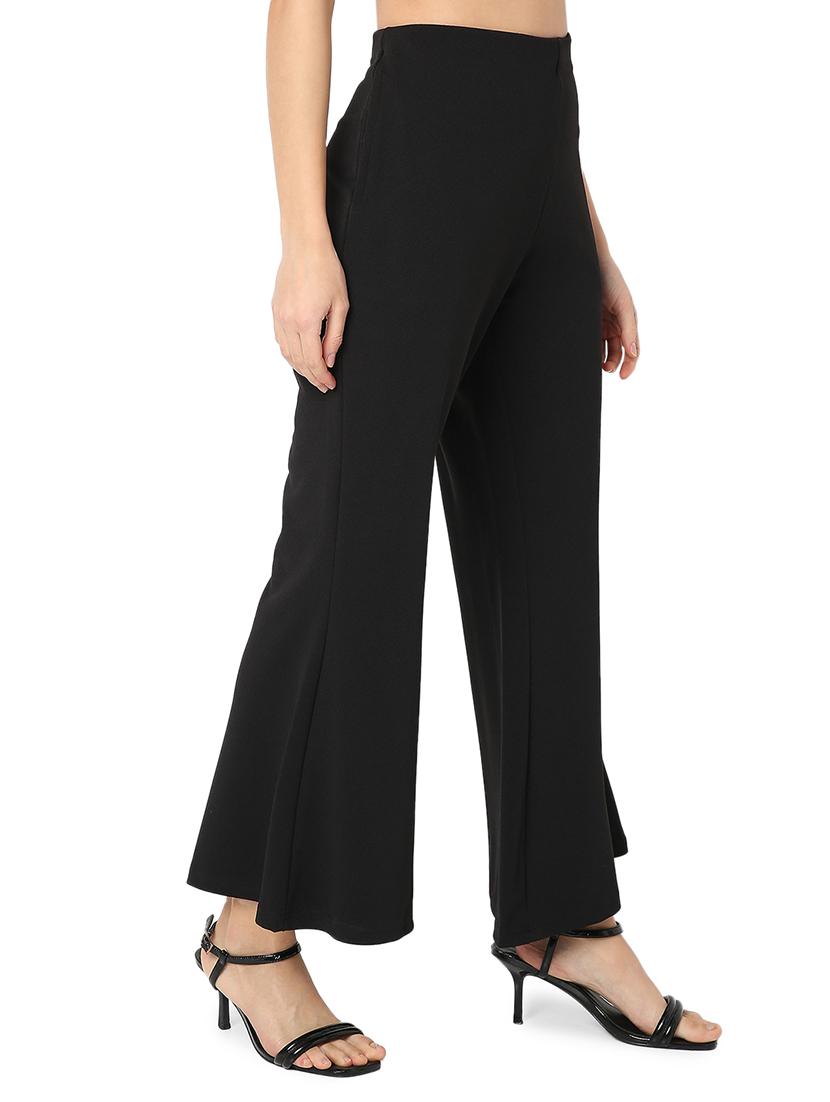 black solid flat front trouser - 20477956 - Standard Image - 2