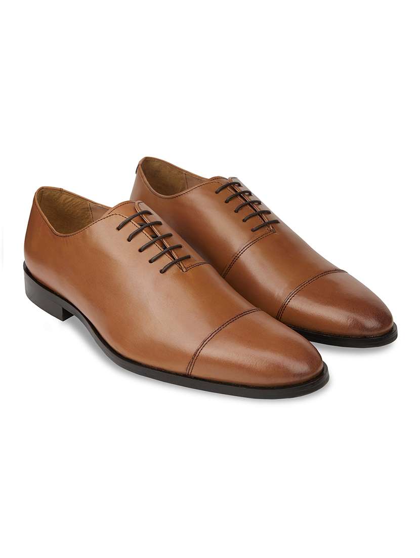 men solid tan lace-up oxford - 20478162 -  Standard Image - 2