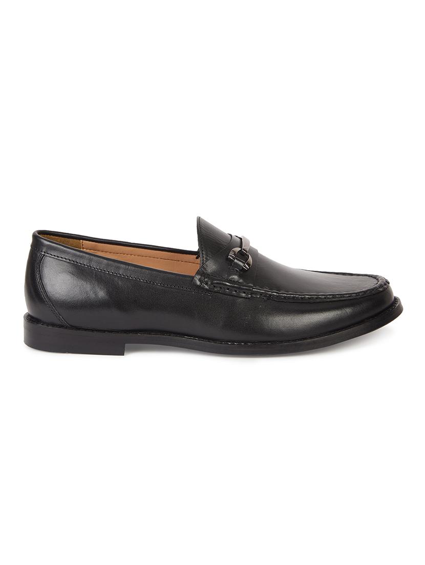 men solid black slip on moccasin - 20478172 - Standard Image - 2