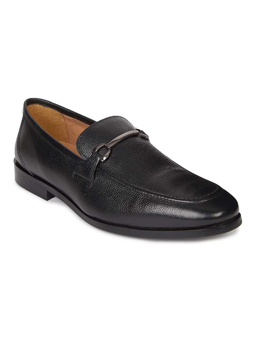 men solid black slip on moccasin