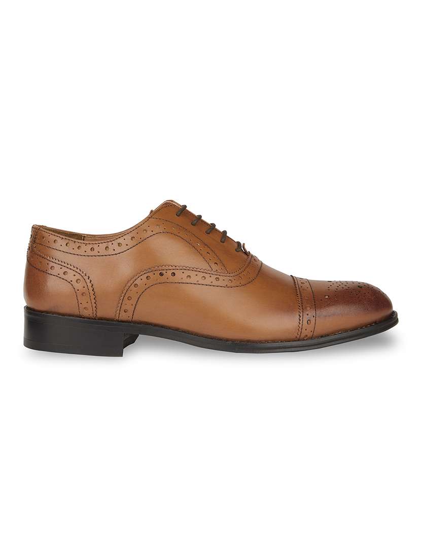 men solid brown lace-up brogue - 20478191 -  Standard Image - 2