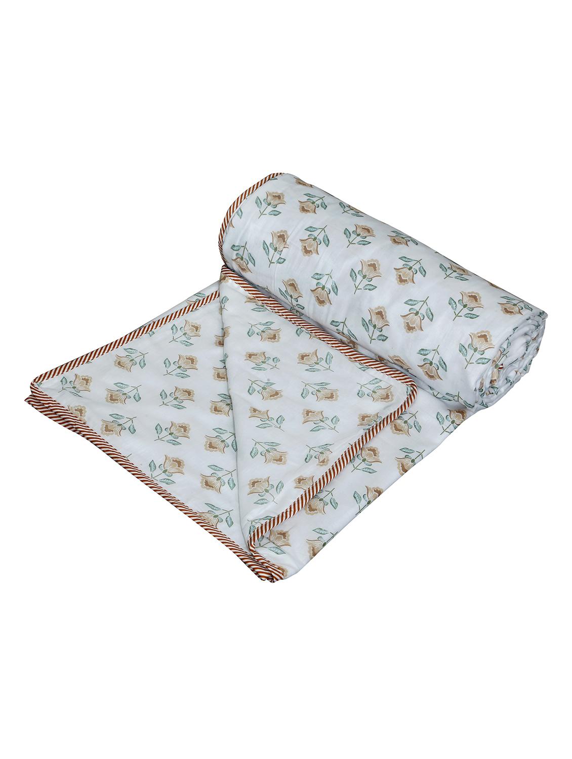 texstylers cotton reversible floral print 57 x 87 inches jaipuri single bed ac dohar - 20478360 - Standard Image - 2