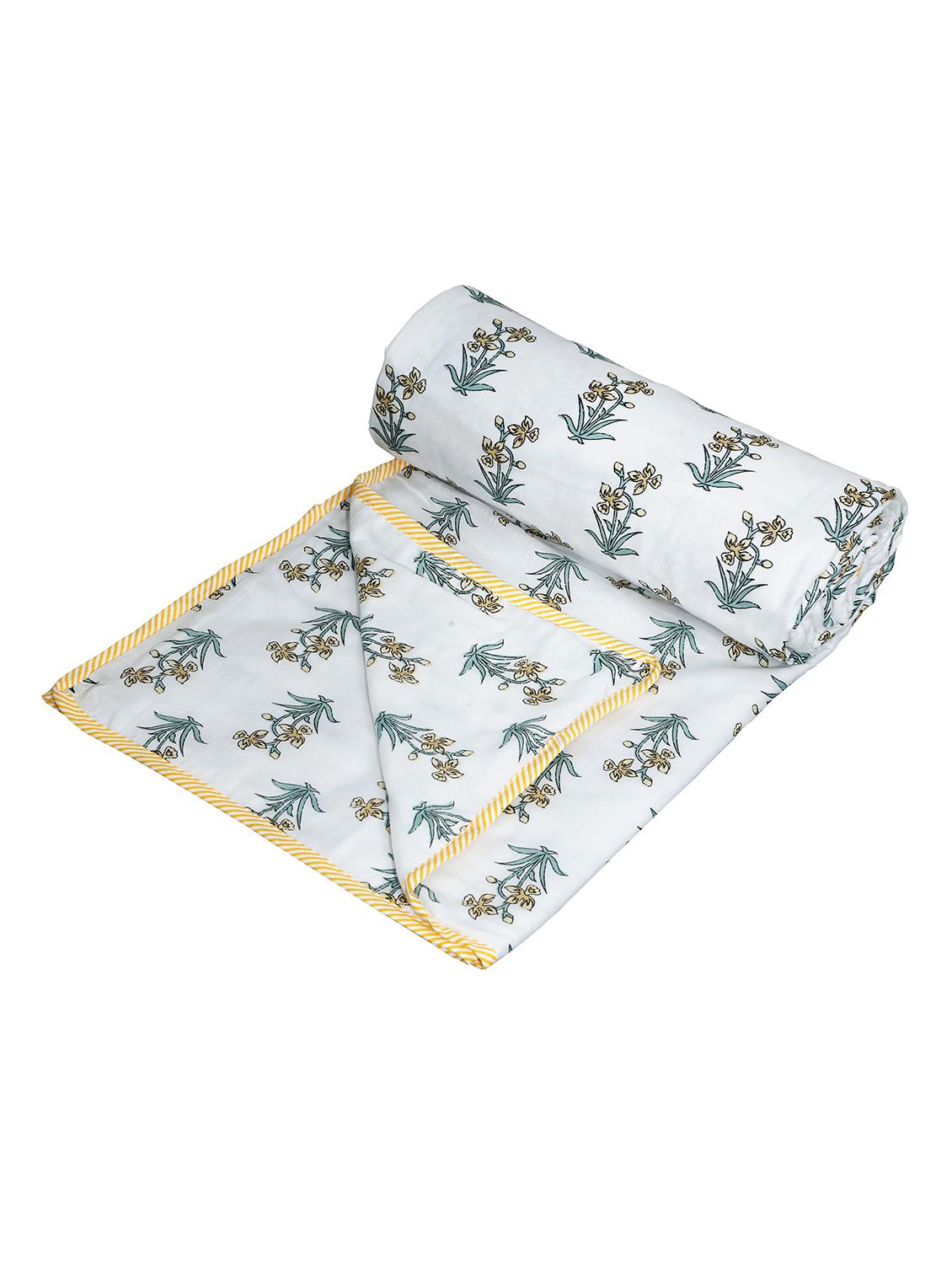 texstylers cotton reversible floral print 57 x 87 inches jaipuri single bed ac dohar - 20478363 - Standard Image - 2