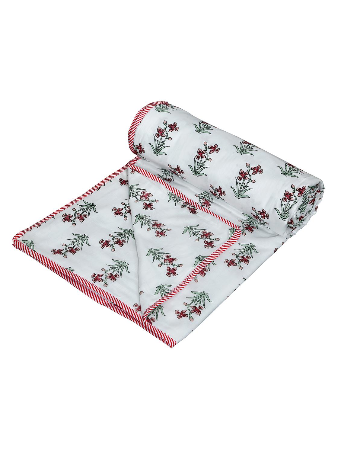 texstylers cotton reversible floral print 57 x 87 inches jaipuri single bed ac dohar - 20478364 - Standard Image - 2