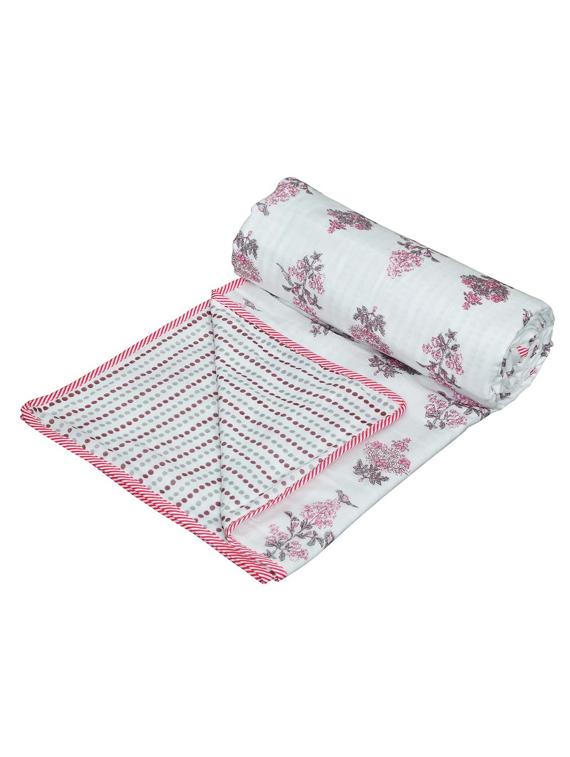 texstylers cotton reversible floral print 57 x 87 inches jaipuri single bed ac dohar - 20478366 - Standard Image - 2