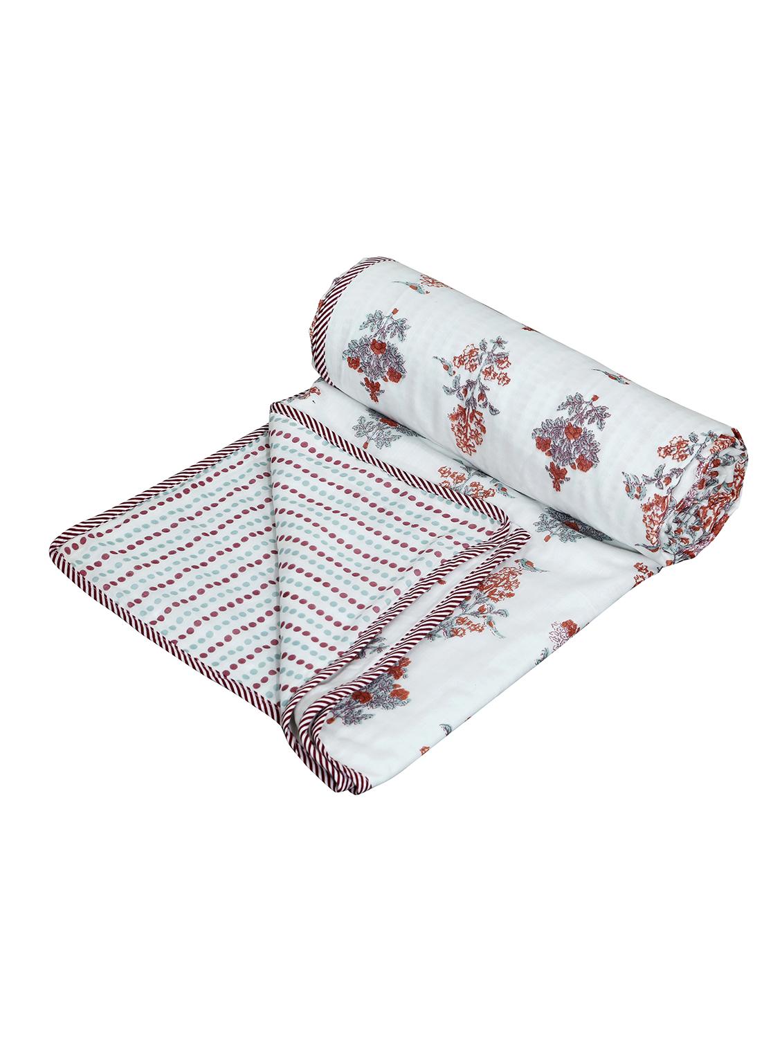 texstylers cotton reversible floral print 57 x 87 inches jaipuri single bed ac dohar - 20478368 - Standard Image - 2