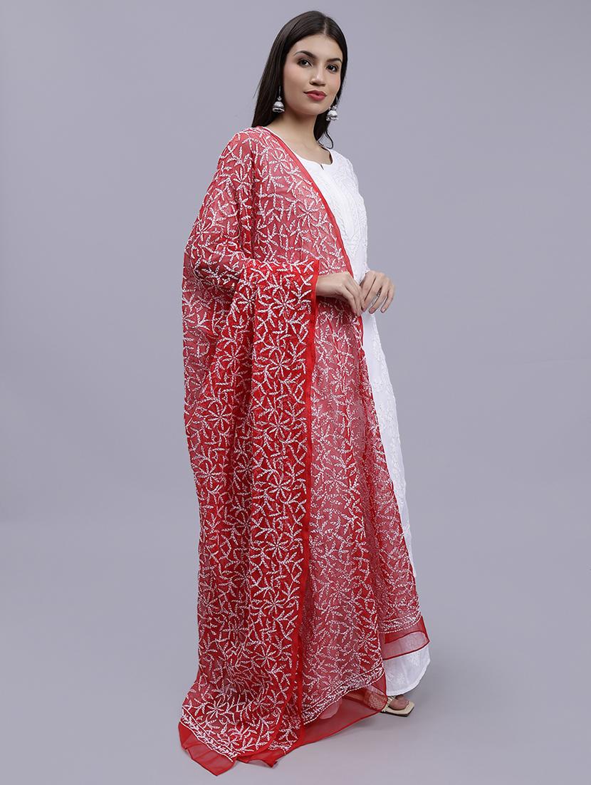 women red embroidered dupatta - 20478466 - Standard Image - 2