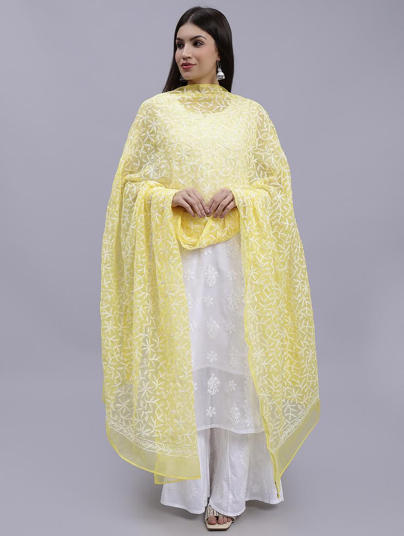 women yellow embroidered dupatta - 20478469 - Zoom Image - 0