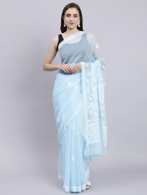 women's embroidered saree with blouse - 20478492 - Standard Image - 0