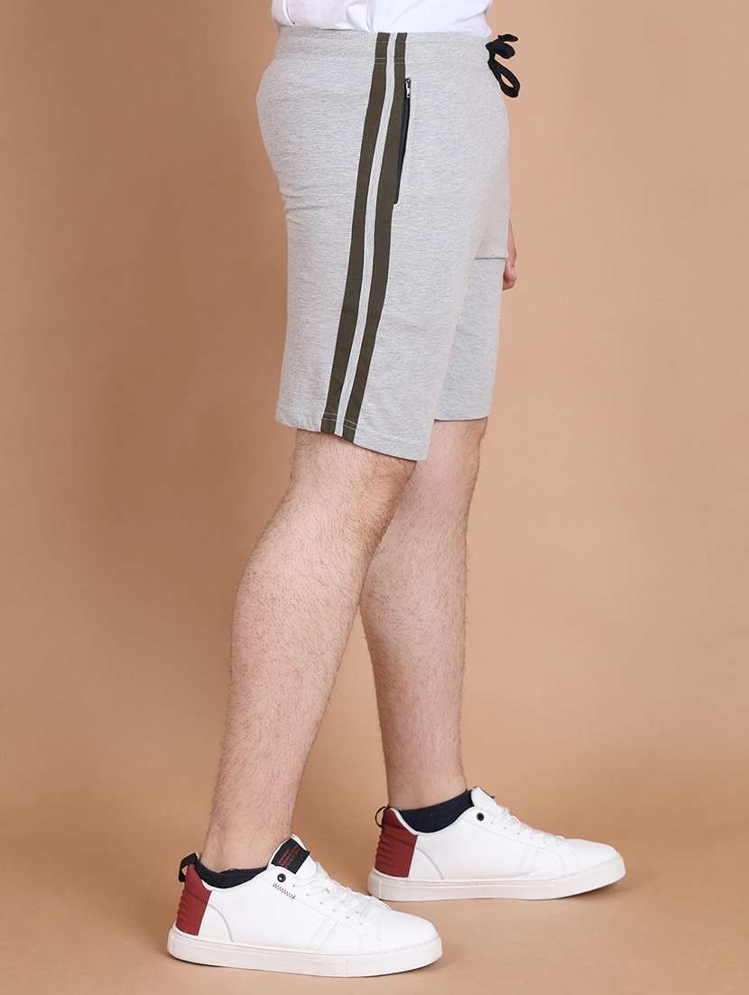 men side striped grey melange cotton shorts - 20478540 -  Standard Image - 2