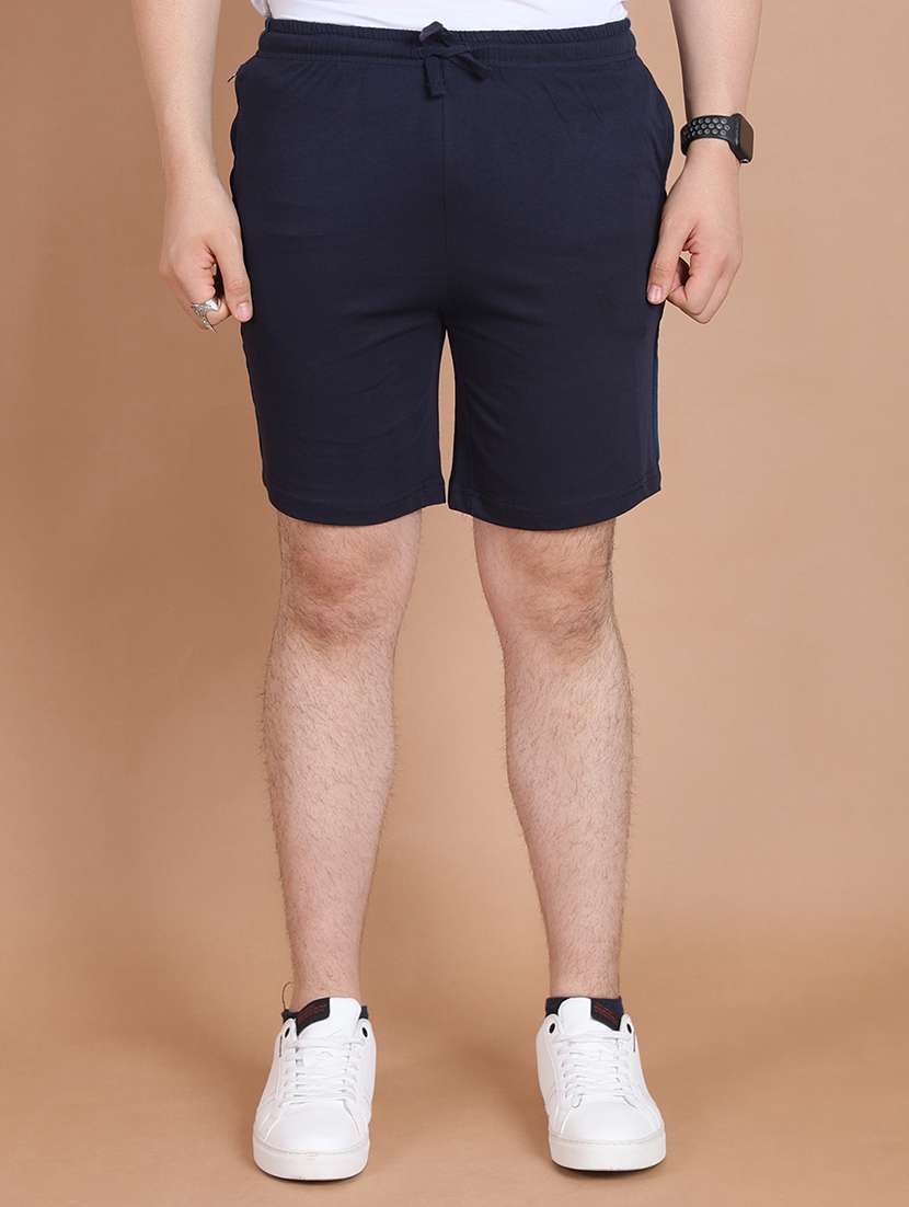 men side striped navy blue cotton shorts