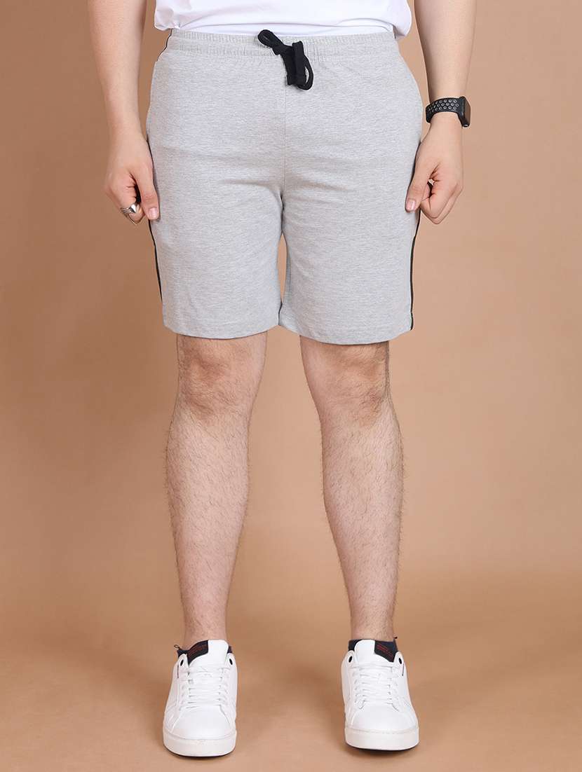 men side striped grey melange cotton shorts