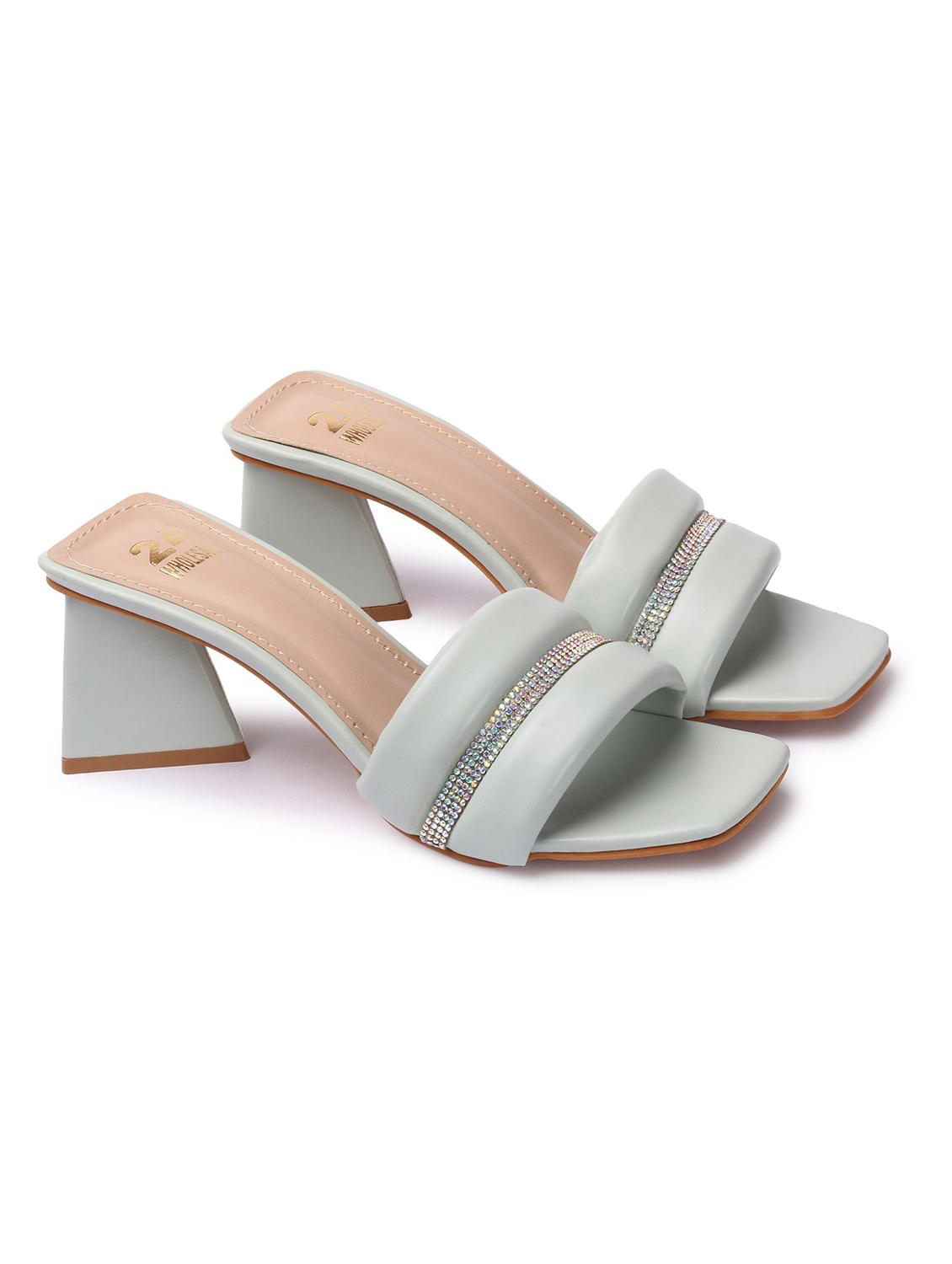 women embellished grey slip on heel sandal - 20478613 - Standard Image - 2
