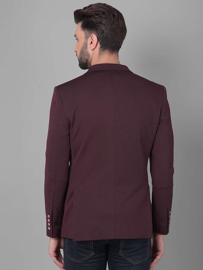 men solid purple polyester single breasted casual blazer - 20478706 -  Standard Image - 2