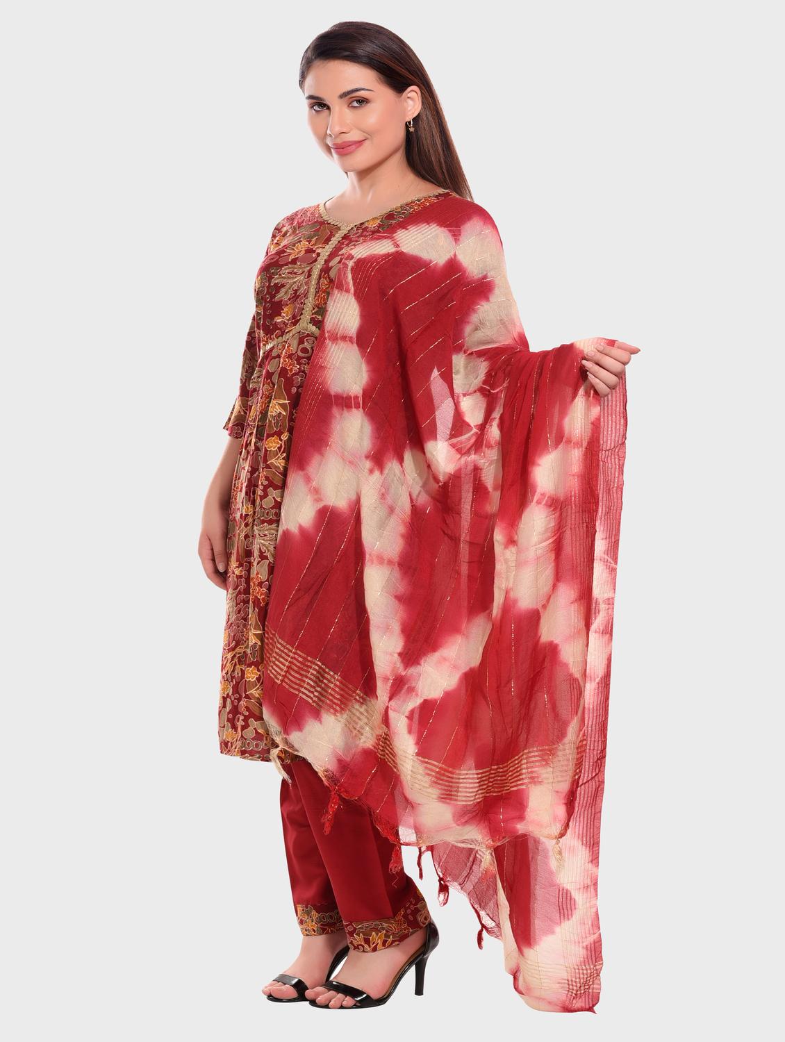 women red kurta pant set with dupatta - 20478829 - Standard Image - 2