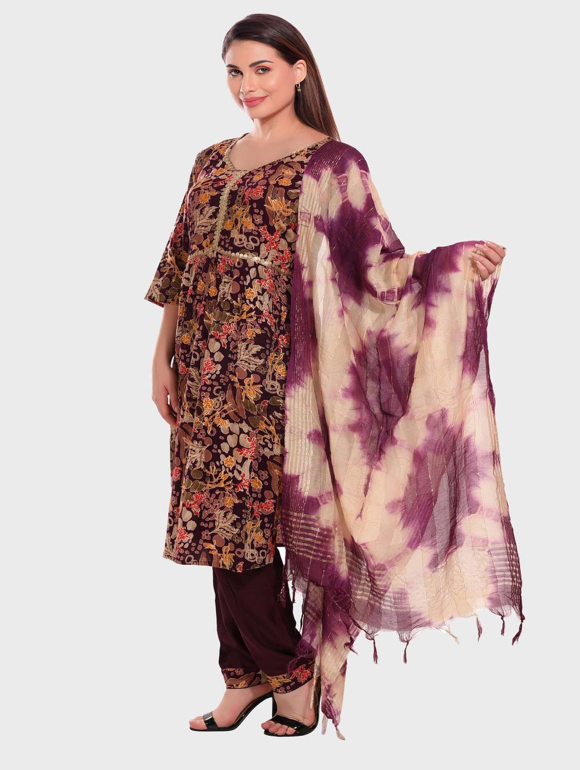 women purple kurta salwar set with dupatta - 20478830 -  Standard Image - 2